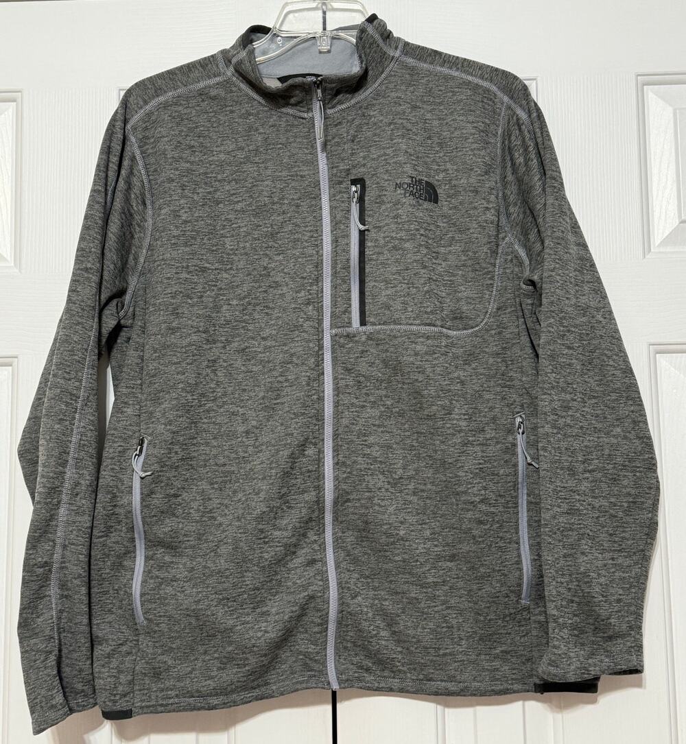 The North Face Men's Heather Gray Fleece Zip Up Jacket, Size XL